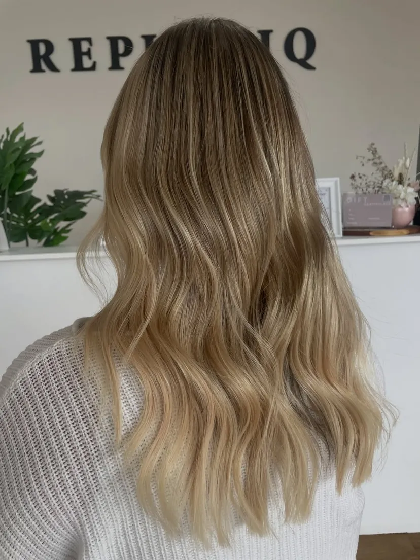 After: Very fine, brittle strands. 50g of butterfly wefts for fullness with zero compromise on hair health.