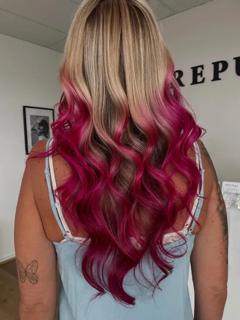 Hot pink reverse balayage